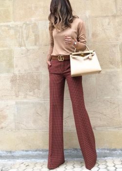 Check tailored ladies trousers