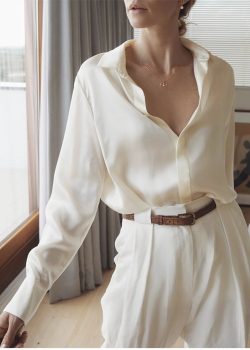 Silk relaxed ladies tailored blouse